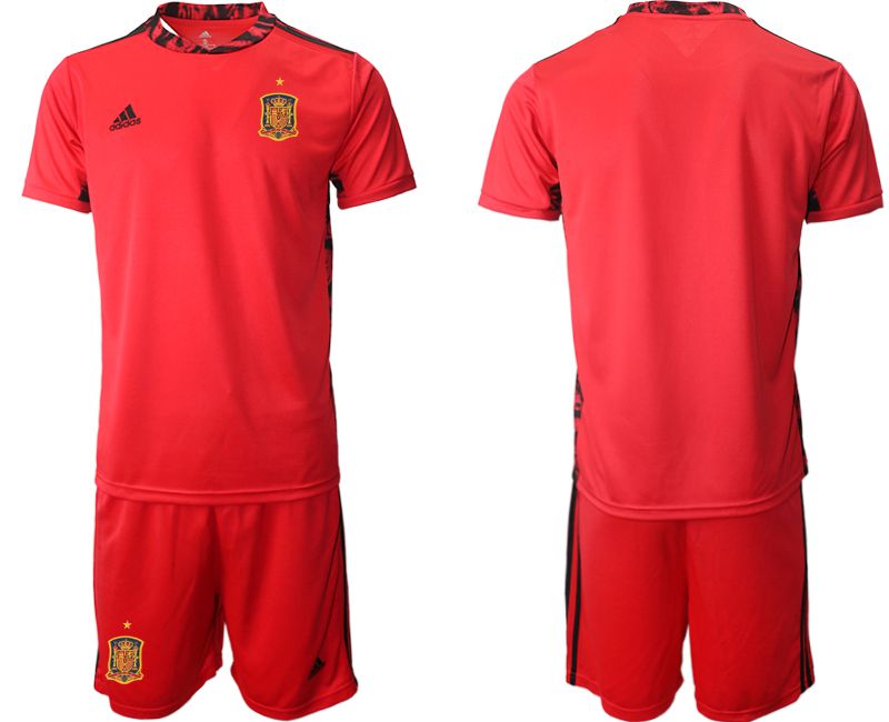 Men 2021 World Cup National Spain red goalkeeper Soccer Jerseys->->Soccer Country Jersey